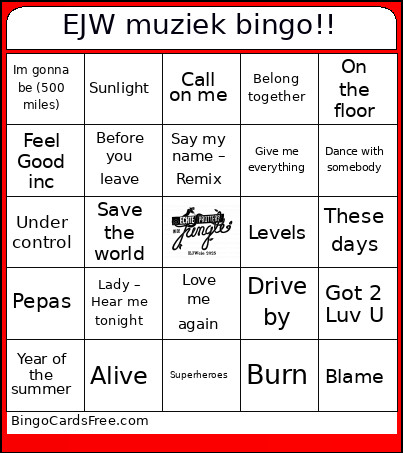 EJW Muziek !! Bingo Card