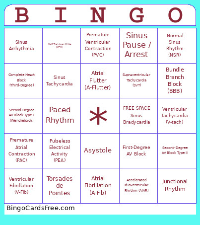 EKG Bingo Card