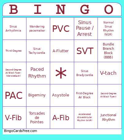 EKG Bingo Card