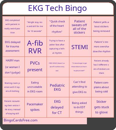 EKG Tech Bingo