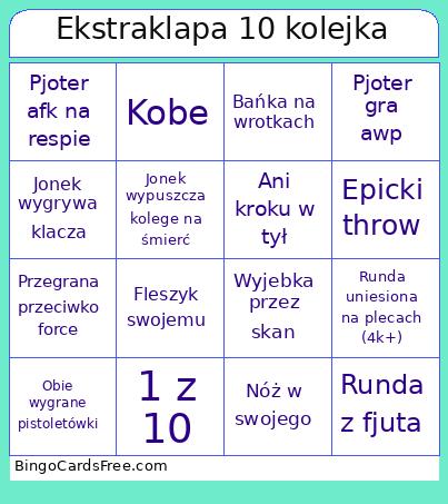 Ekstraklapa 10 Kolejka Bingo Card