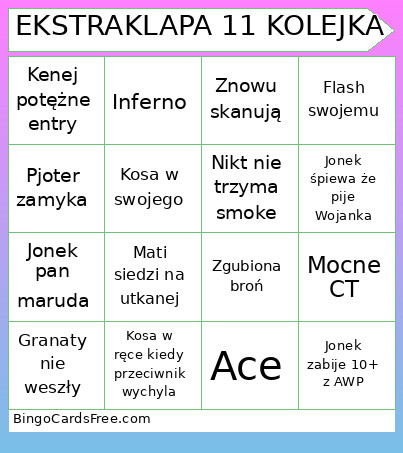 EKSTRAKLAPA 11 KOLEJKA Bingo Card