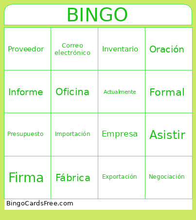 El Bingo Card