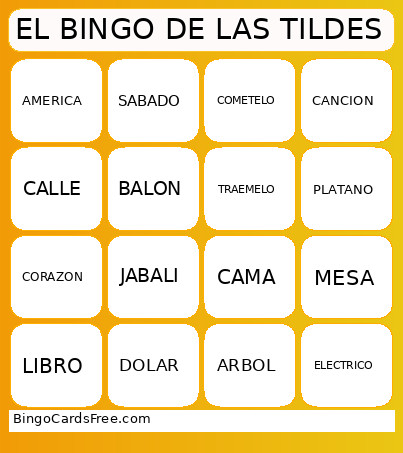 EL DE LAS TILDES Bingo Card
