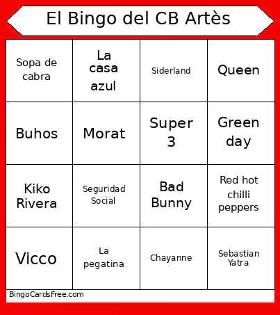 El Del CB Artès Bingo Card