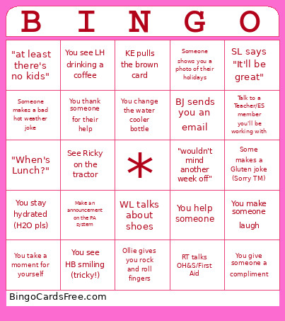 EL FIRST DAY 2026 Bingo Card