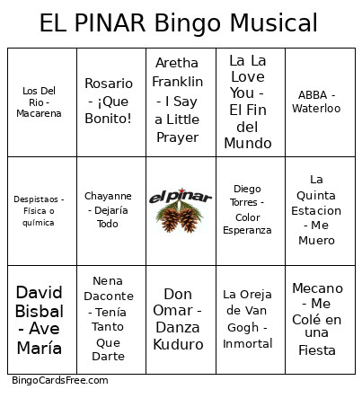 EL PINAR Musical Bingo Card