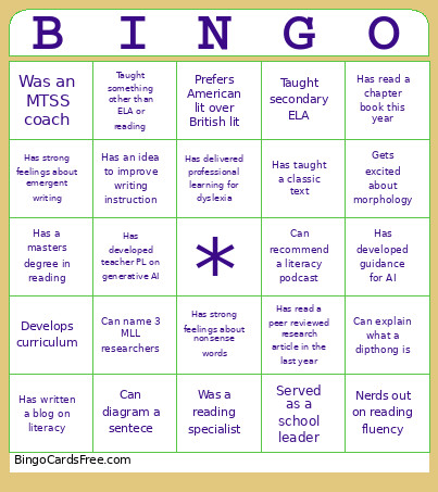 ELA Collaborative Bingo Card