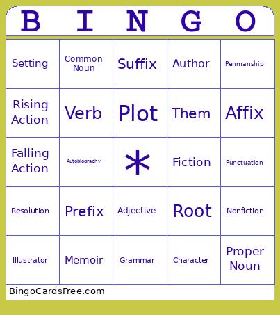 ELA Concept Vocabulary  Bingo