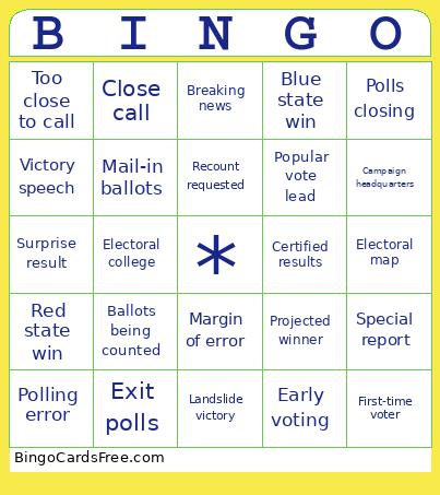 Election Day Bingo Card