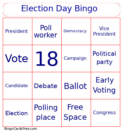 Election Day Bingo Card