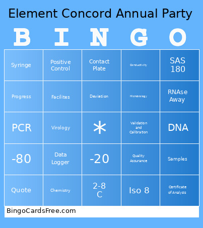 Element Bingo Card