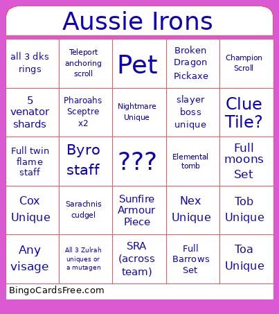 Elemental tomb Bingo