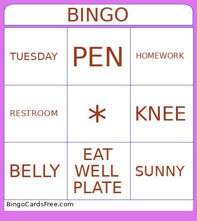 ELEMENTARY SCHOOL Bingo Card