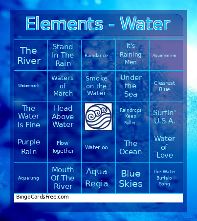 Elements - Water Bingo Card