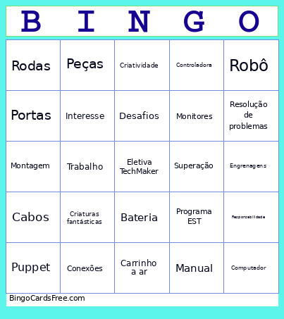Eletiva TechMaker Bingo Card