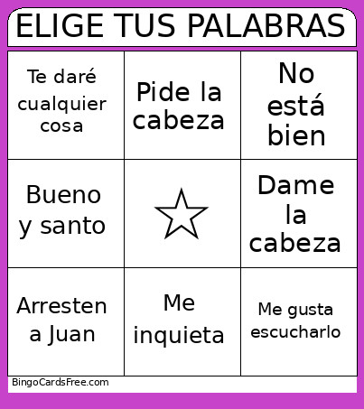 ELIGE TUS PALABRAS Bingo Card