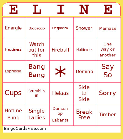 Eline 21 Bingo Card