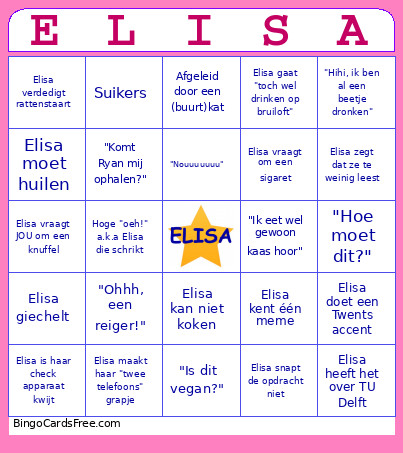 Elisa O Bingo Card