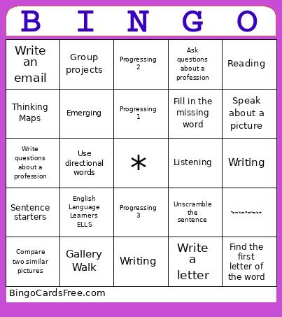 ELL Students Bingo Card