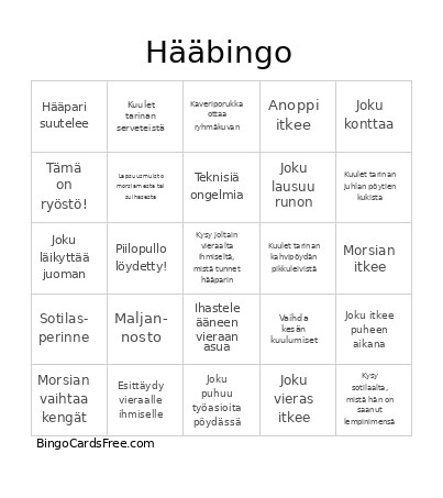 Elmon Ja Ennin Häät Bingo Card