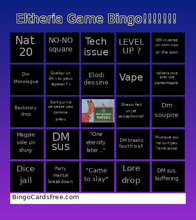 Eltheria Game Bingo!!!!!!!