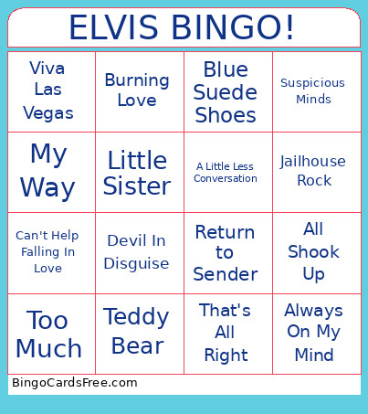 ELVIS ! Bingo Card