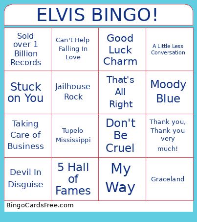 ELVIS ! Bingo Card