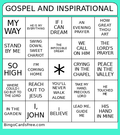 ELVIS ! ROUND 3- GOSPEL AND INSPIRATIONAL Bingo Card
