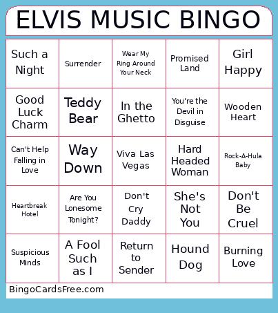 ELVIS MUSIC BINGO