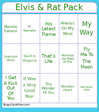 Elvis & Rat Pack Bingo Card