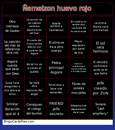 ÑEMELZON HUEVO ROJO Bingo Card