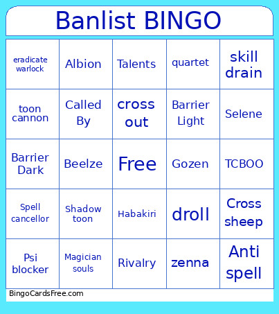 Emergency Banlist Bingo Card