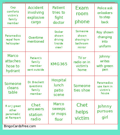 Emergency! Bingo Card 2