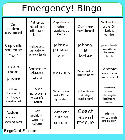 Emergency! Bingo Card