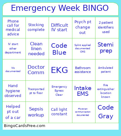 Emergency Week Tech #2 Bingo Card
