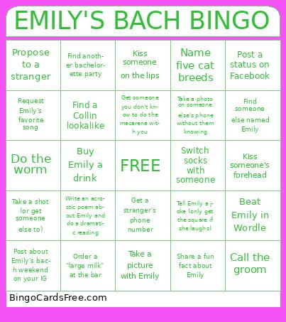 EMILY'S BACH BINGO
