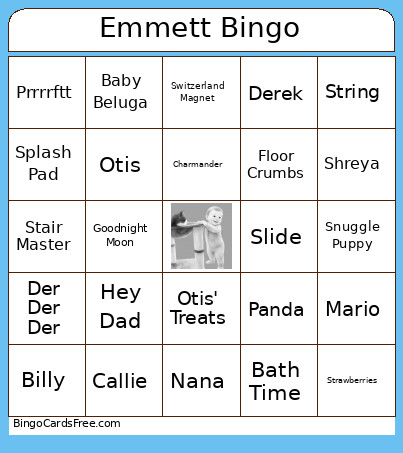 Emmett Bingo Card