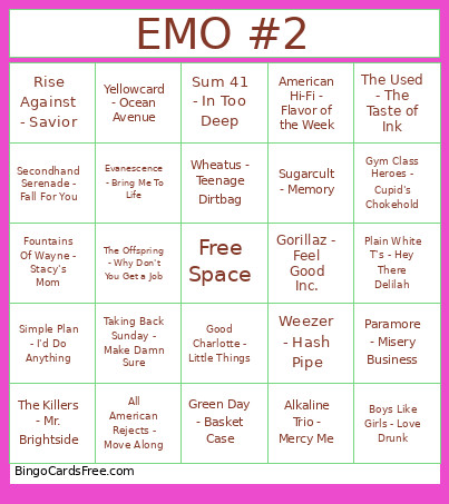 EMO #2 Bingo Card
