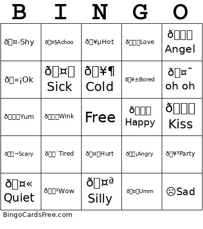 Emoji Bingo Card