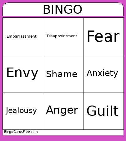 Emotions Bingo Card