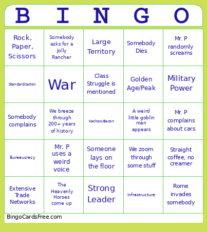 Empire Bingo Card