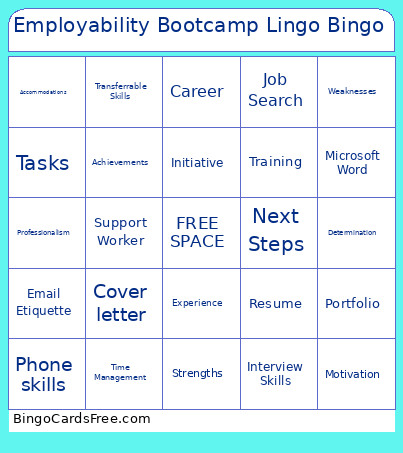 Employability Bootcamp Lingo Bingo Card