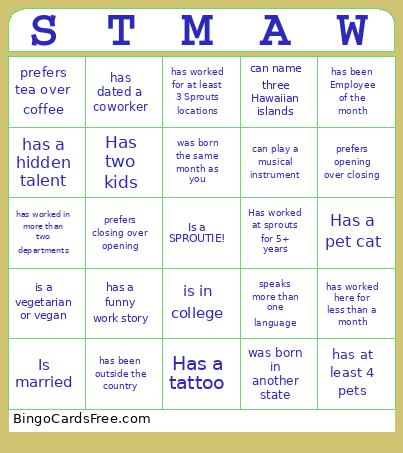 Employee Appreciation Week Bingo Card