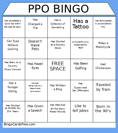 Employee Engagement Bingo Card