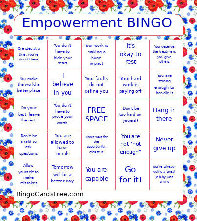 Empowerment Bingo Card