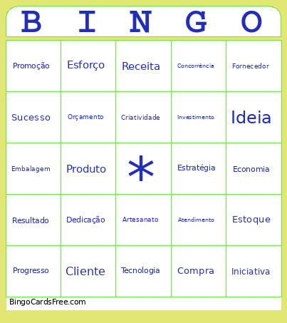 Empreendedorismo Bingo Card