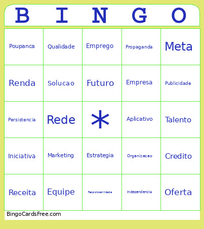 Empreendedorismo Bingo Card