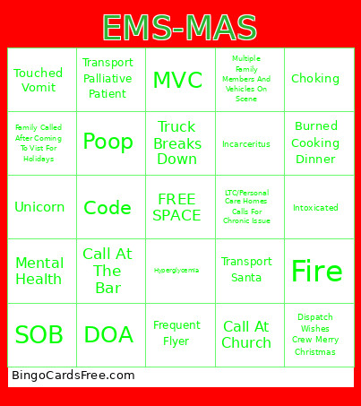 EMS-MAS Bingo Card 2