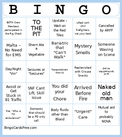 EMS2 Bingo Card